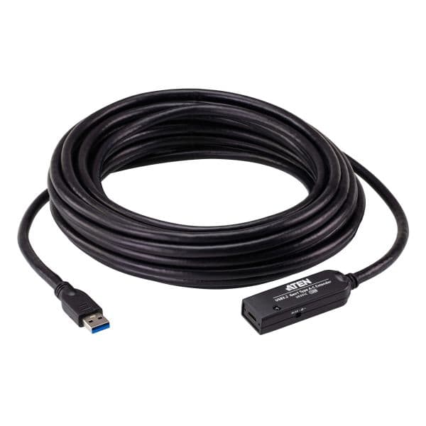 Aten UE331C-AT-G Cabo de Extensão USB 3.2 Gen 1 USB-A Macho a USB-C Fêmea 10 m Preto