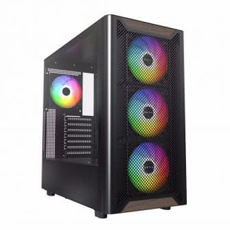 Caixa ATX Montech XR RGB Vidro Temperado Preto/Madeira