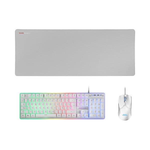 Mars Gaming MCPX Combo Teclado (Teclado Espanhol) + Rato + Tapete XXL Branco