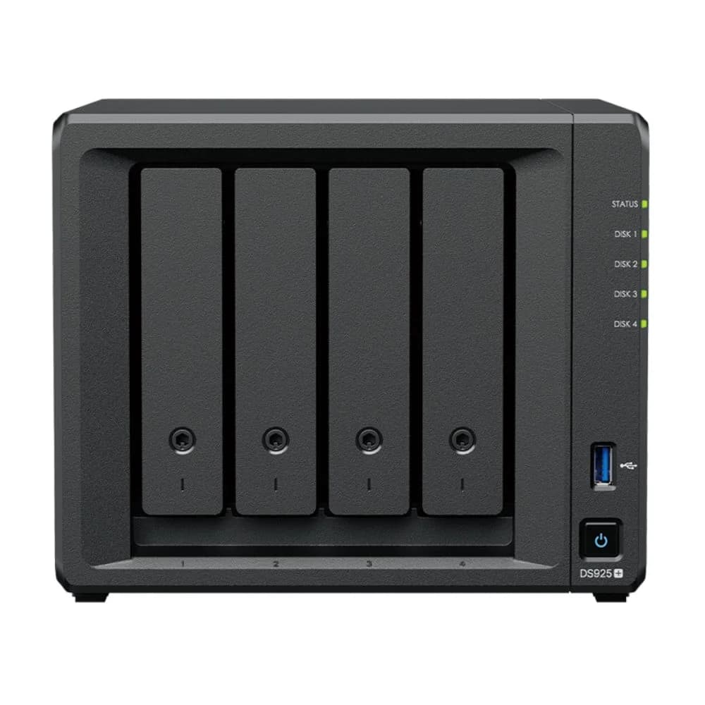 NAS Synology Disk Station DS925+ - 4 Baías - CPU 4-Core AMD Ryzen V1500B - 4GB RAM