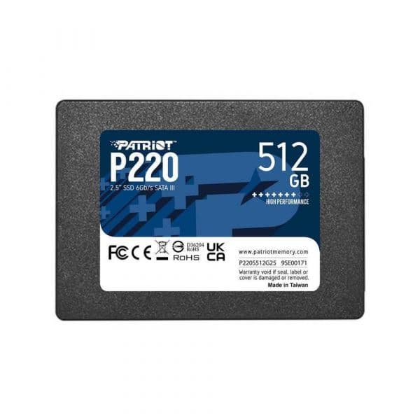 SSD Patriot Disco P220 512GB Black, SATA Iii 6GB/s, 2,5´´ | Read: 550 - P220S512G25