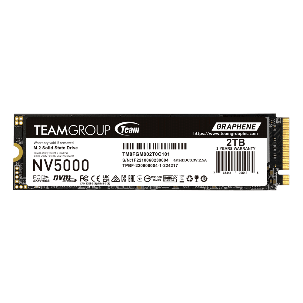 SSD Team Group 2TB NV5000 M.2 PCIe 4.0 NVMe com Dissipador de Calor