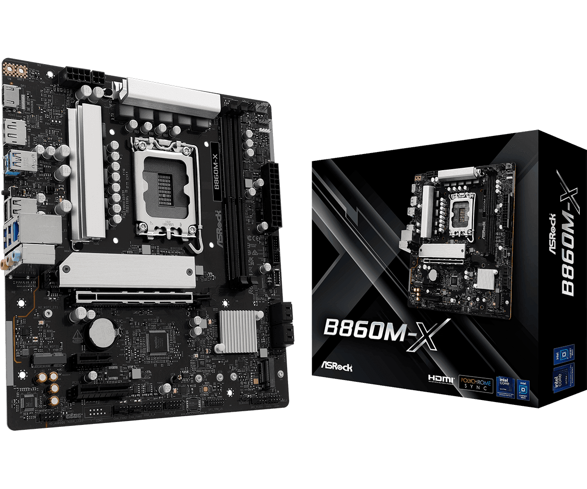 Motherboard Asrock B860M-X LGA 1851 Micro ATX DDR4 PCIe 3.0 M.2 USB 3.1 Gen2 Áudio HD