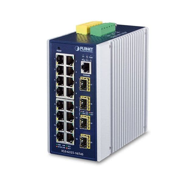Planet Switch Industrial Gerenciado L3+ 16 Portas 1000T 4 Portas 1000X SFP IGS-6325-16T4S