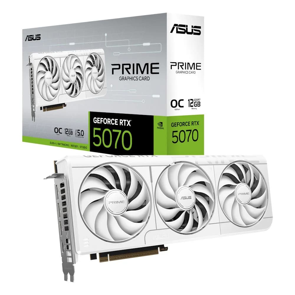 ASUS Prime RTX 5070 WHITE 12GB GDDR7 com 3x Ventoinhas Branca