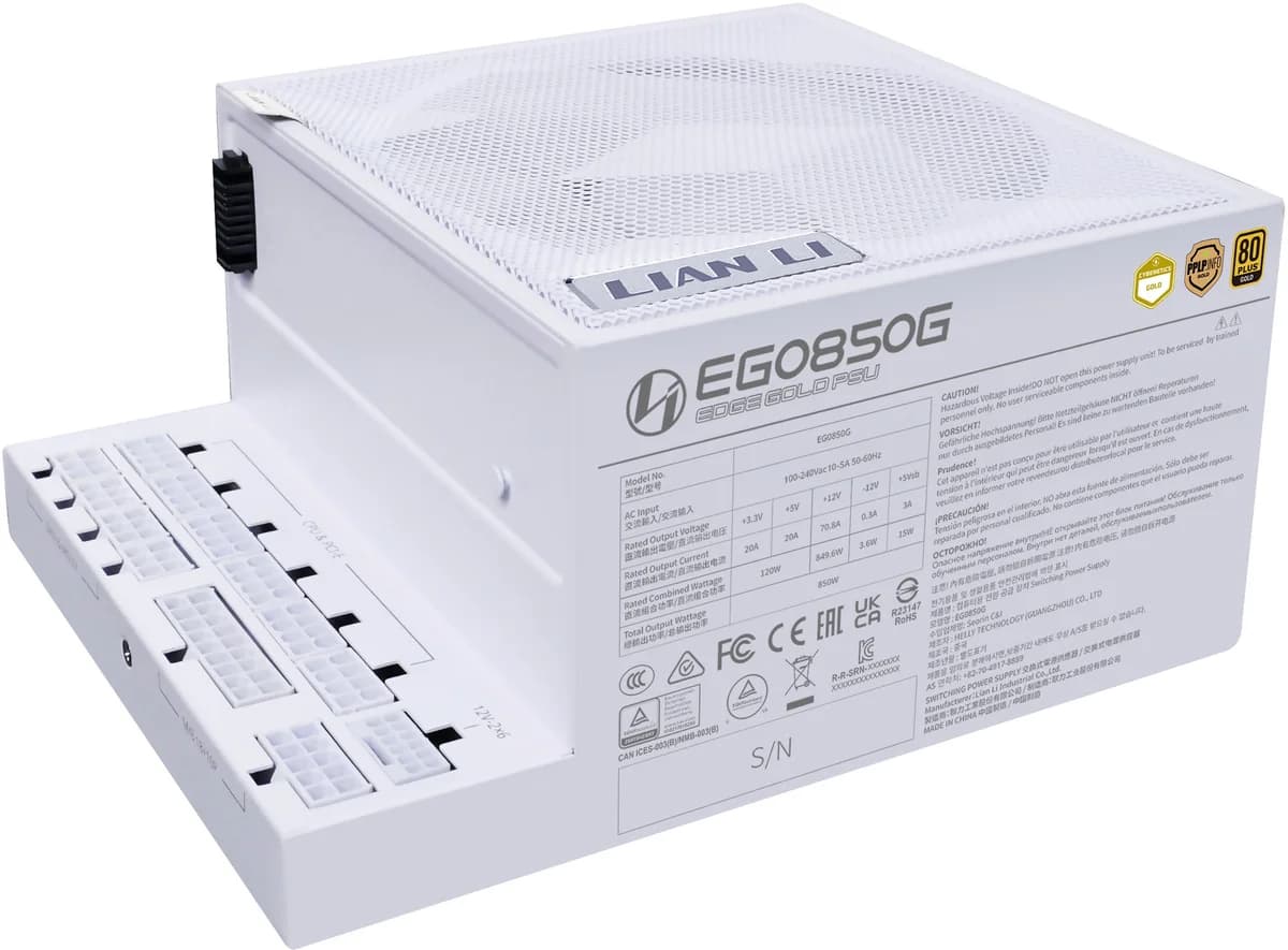 Fonte Modular Lian Li Edge 850W 80+ Gold Branco