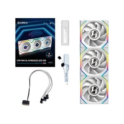 Lian Li UNI FAN SL120 LCD Wireless RGB PWM Branco 120mm (Pack 3)