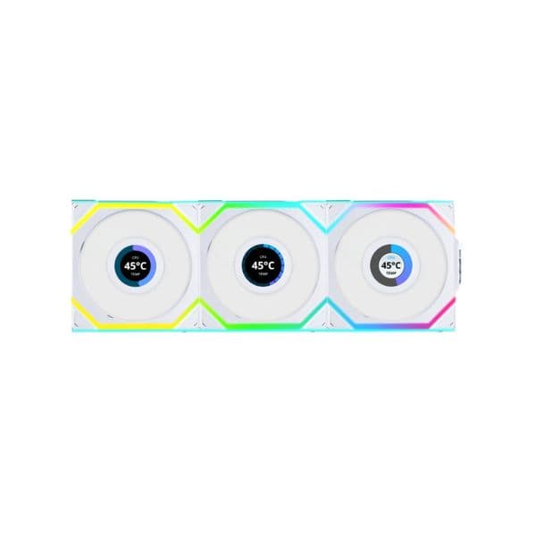 Lian Li UNI FAN SL120 LCD Wireless RGB PWM Branco 120mm (Pack 3)