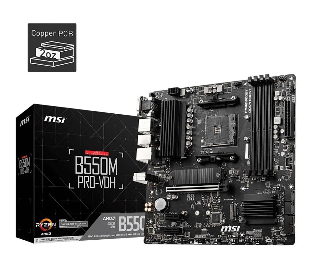PLACA AMD RYZEN MSI B550M PRO-VDH AM4 DDR4 PCX3.0 MATX HDMI DPORT