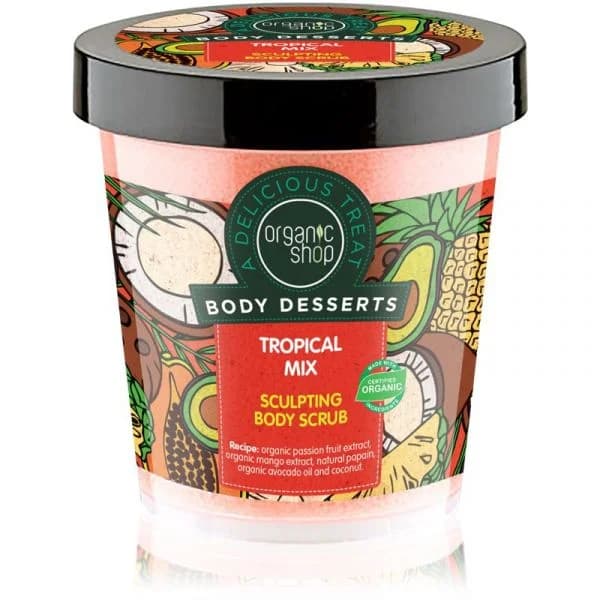 Organic Shop Body Desserts Tropical Mix Esfoliante Corporal para Emagrecer 450 ml