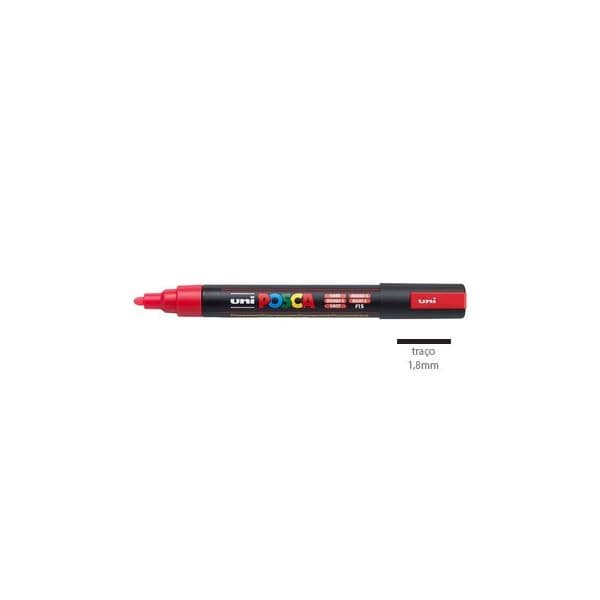 Pack 2 Marcador Uniball Posca PC 5M 1,8mm Vermelho Fluor (F15) 1293351/UN