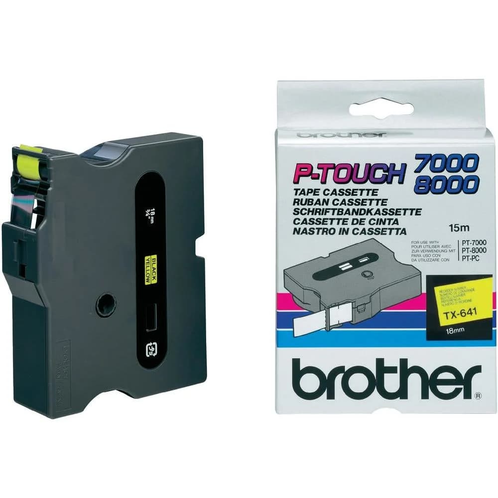 Brother TX-641 etiquetadora Preto sobre amarelo