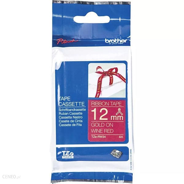 Brother TZE-RW34 etiquetadora Dourado sobre vermelho
