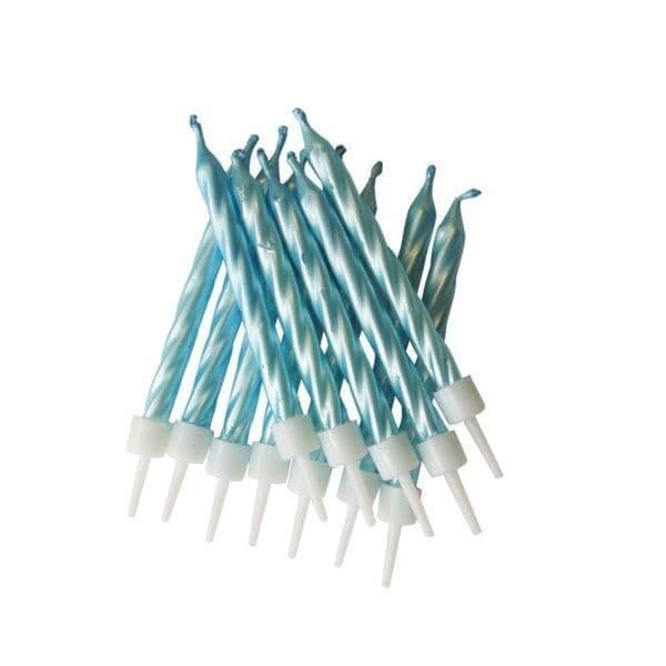 Anniversary House Pack 12 Velas com Suporte Riscadas Azul