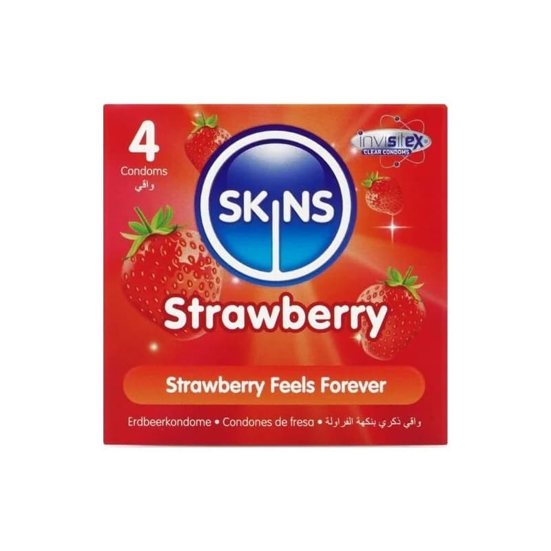 Skins - Pacote Com 4 Preservativos Premium De Morango