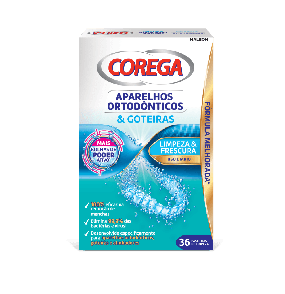 COREGA ORTODONTICOS GOTEIRAS PASTILHAS LIMPEZA X36 | WOWFARMA