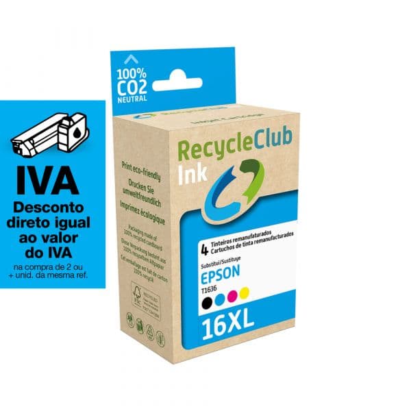 Conjunto 4 Tinteiros Epson 16 XL - T1631/2/3/4 (T1635) Compatíveis