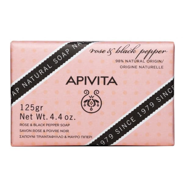 Apivita Natural Soap Rose & Black Pepper Sabonete de Limpeza Sólido 125 g