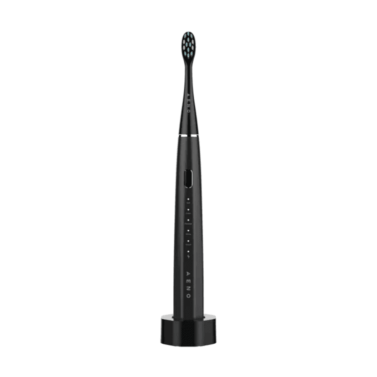 AENO Escova de Dentes Elétrica DB2S IPX7 1400mAh Preta + 3 Cabeças + Estação de Carga sem Fio + Cabo USB-C