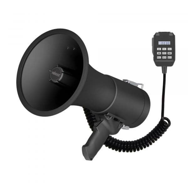 Velleman Megafone MP66S 50W Alcance 1200 m Bluetooth USB Gravação 700s Sirene Microfone de Mão Preto