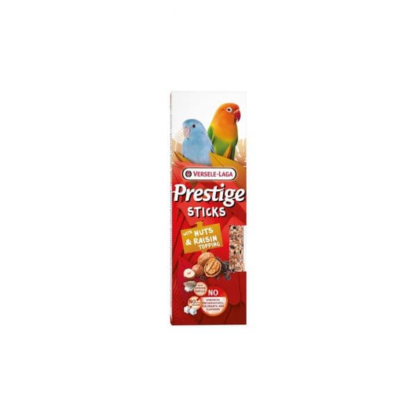 Versele Laga Prestige Sticks para Periquitos/Pequenos Papagaios com Nozes e Passas 2 x 30g