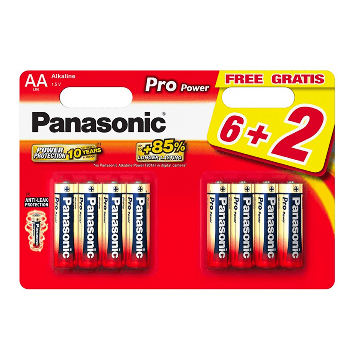 Pilhas Alcalinas Panasonic Pack 8 AA Pro Power 1.5V