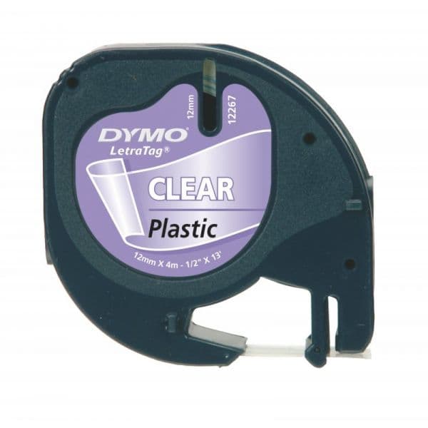 Fita plastico dymo letratag 12mmx4m preto/transp. (12267) - 12712267