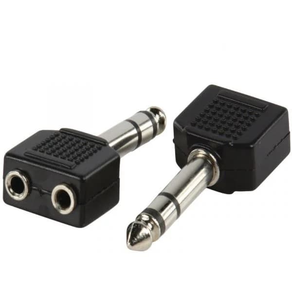Conetor Adatador Stereo 6,35mm MACHO-2X3,5mm Fêmea - AC-014