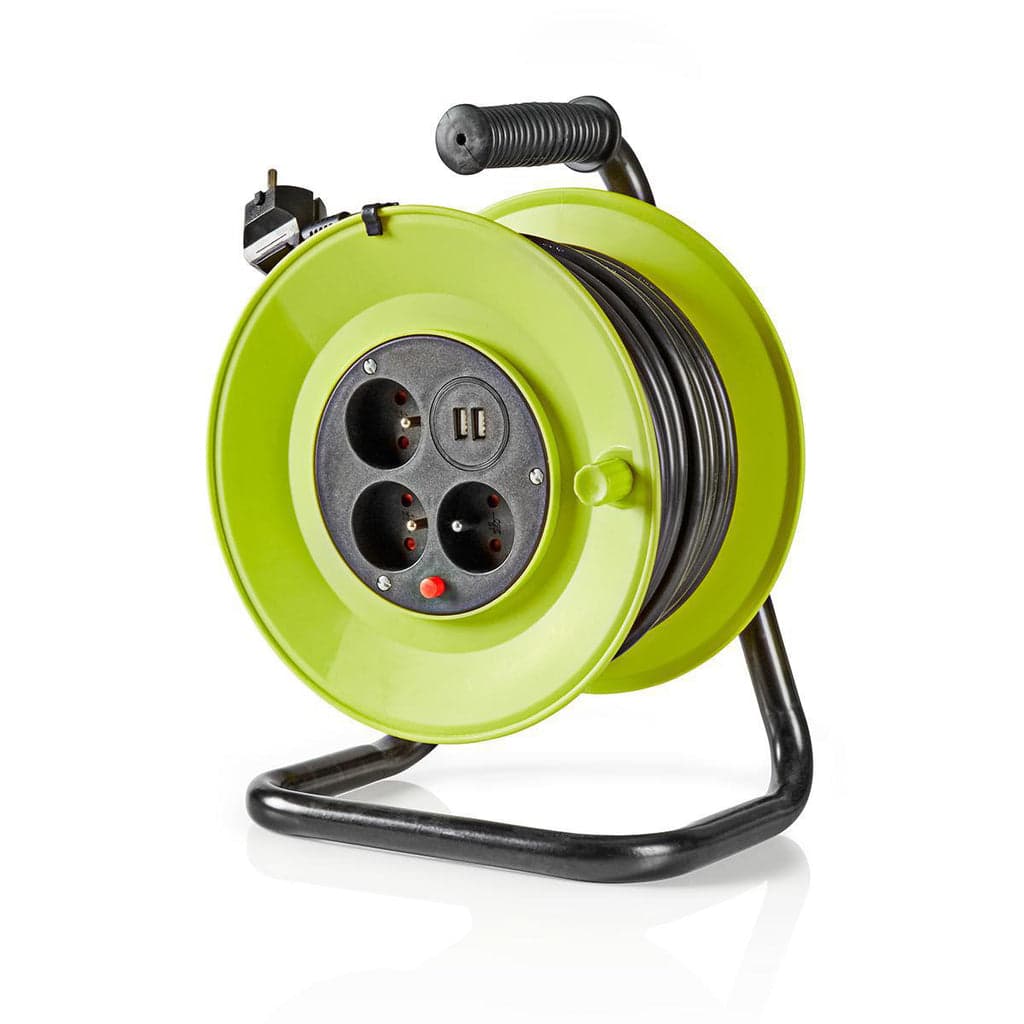 Nedis Enrolador Cabo 25MT c/ 3 Tomadas + 2XUSB - PECCR25UFGN