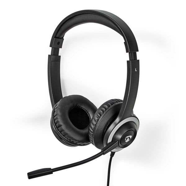 Nedis CHSTU310BK com Microfone, Supra-Aural Estéreo USB-C e Adaptador USB-A, Preto