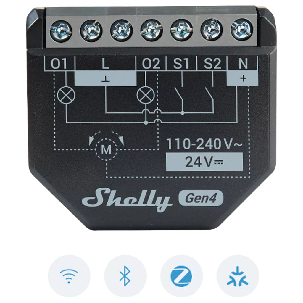Shelly 2PM Gen4 Módulo Relé Duplo Wi-Fi/Bluetooth/Zigbee/Matter 16A