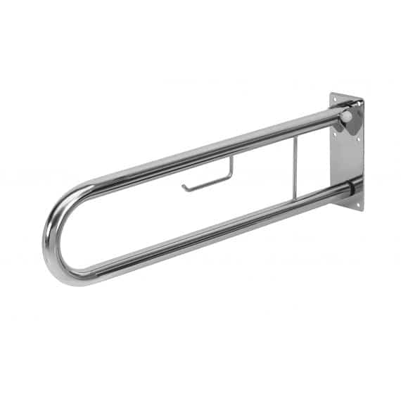 Apoio articulado para sanita em inox com porta rolo