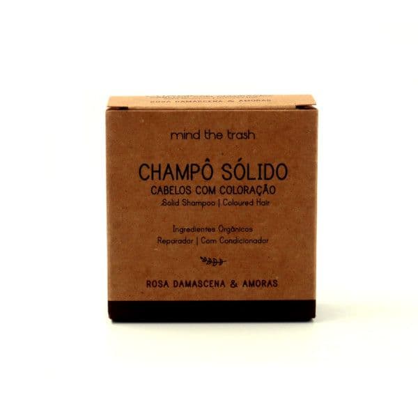 Mind The Trash Shampoo Sólido com Condicionador para Cabelos com Coloração de Rosa Damascena e Amoras 90g
