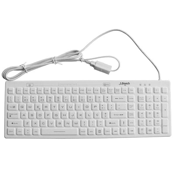 LIFETECH KEYBOARD SILICONE HIGIENIZÁVEL LAVÁVEL USB BRANCO
