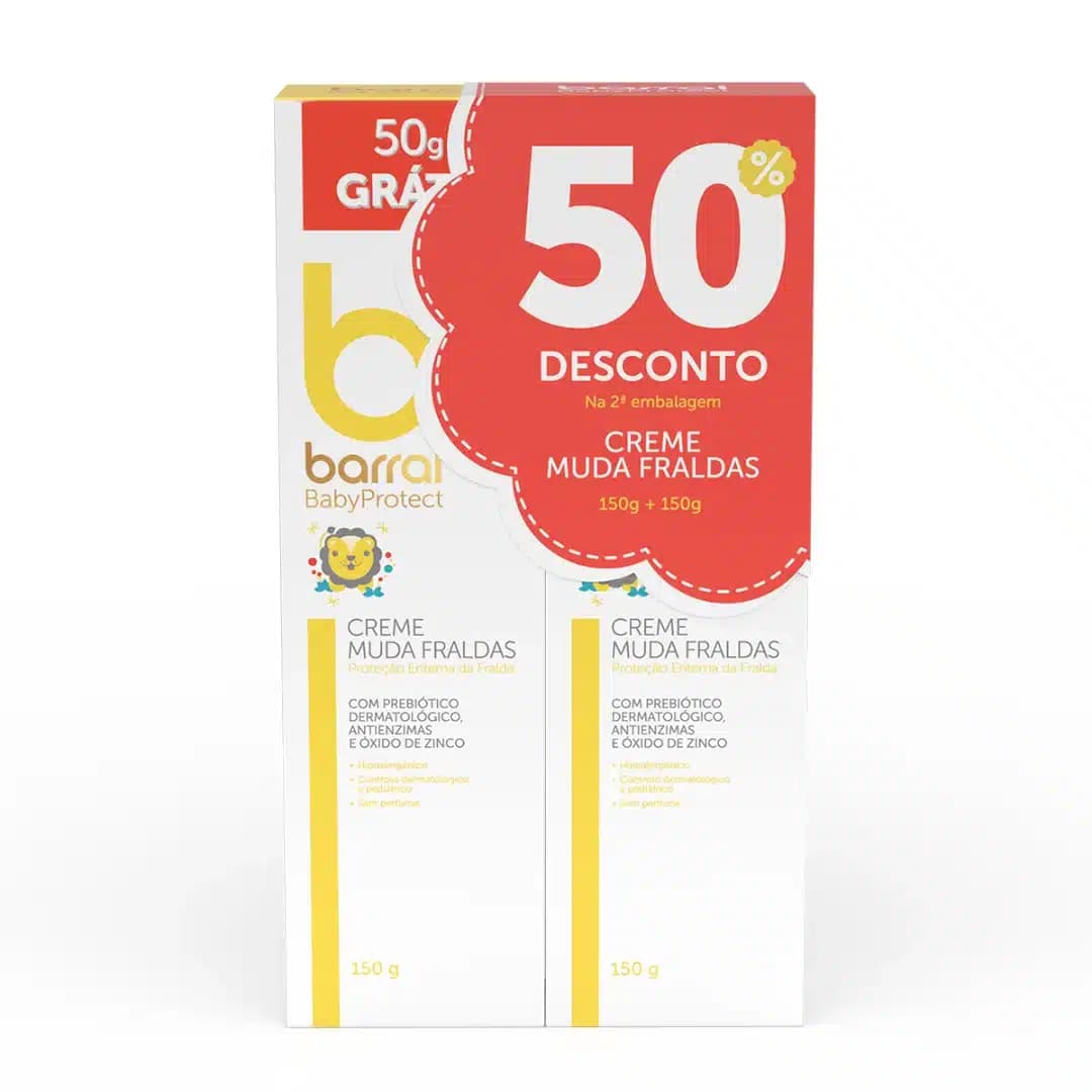 Barral babyprotect creme muda fraldas 50% desconto na 2ºunidade 2x150g