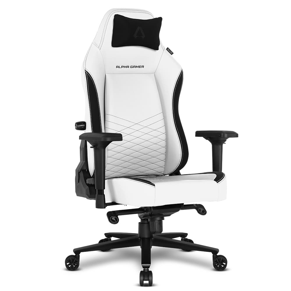 Cadeira Gaming Alpha Gamer Alegra V2 PU Leather Branca/Preta