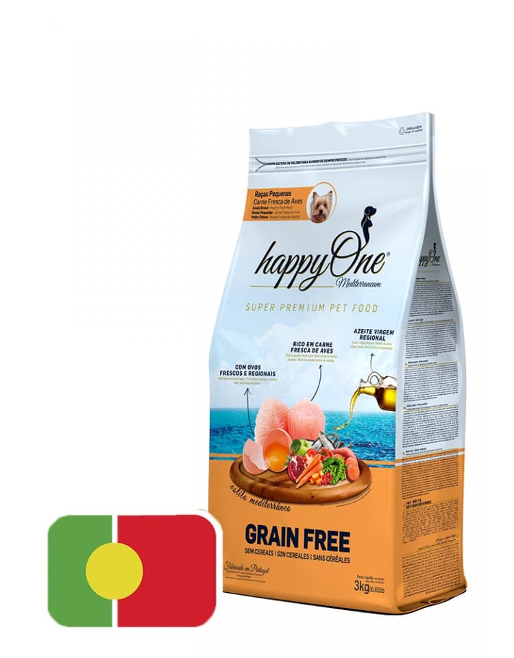 happyOne Mediterraneum - Ração Seca para Cão Raça Pequena - Aves