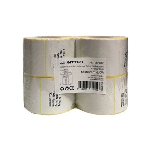 ETIQUETAS AUTOCOLANTES - 4X ROLO 55X64MM X 500