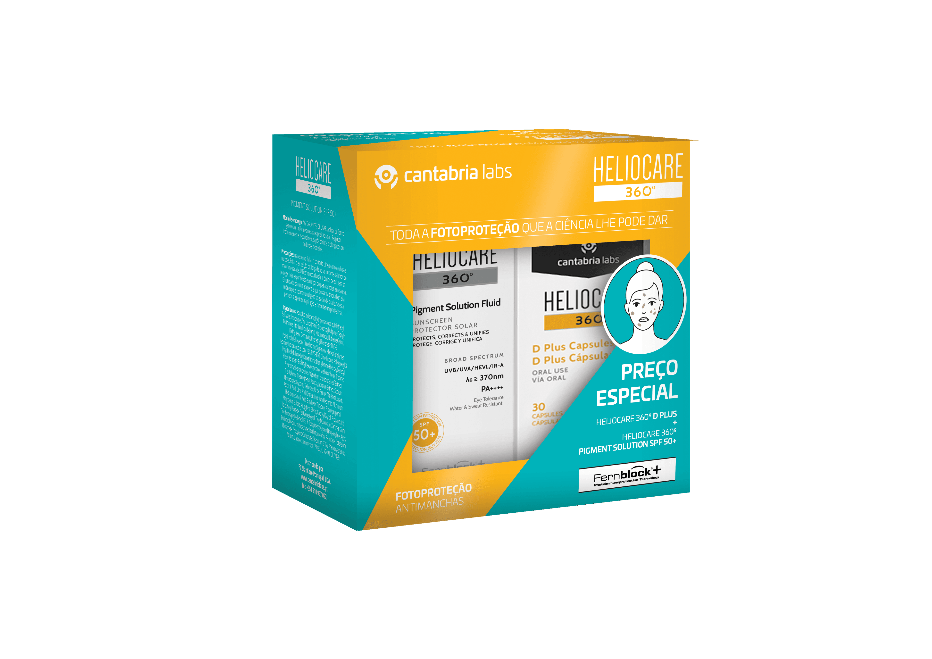 Heliocare 360 Pigment Solution SPF50+ 50ml + D Plus 30 cápsulas Pack