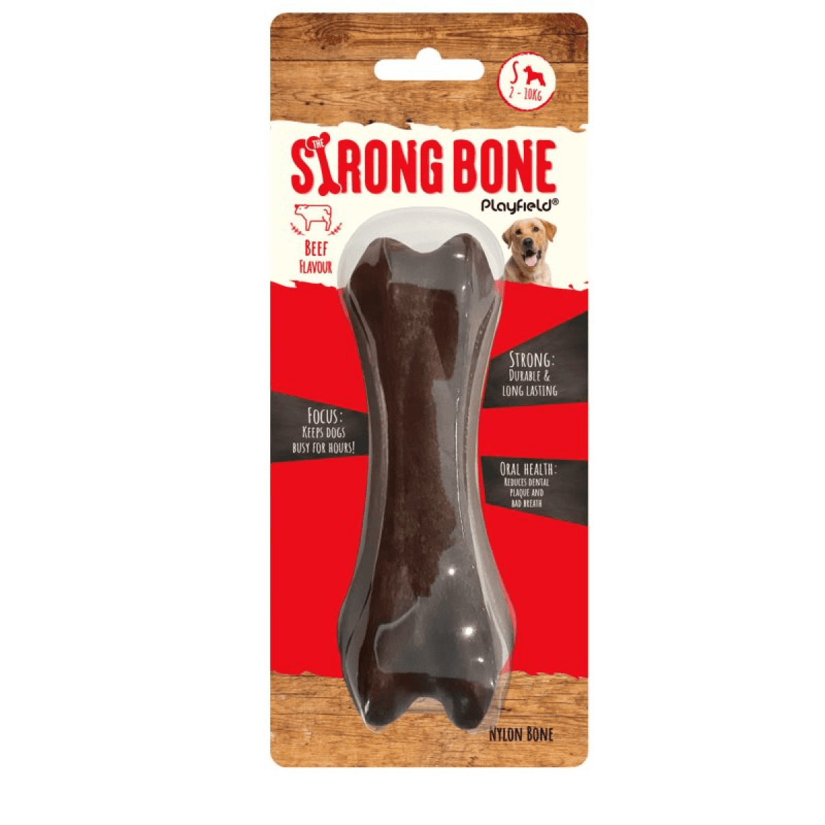 Playfield Brinquedo Cão Osso Strong Bone Carne de Vaca Pequeno