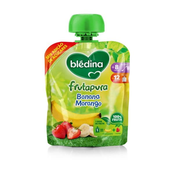 Blédina Frutapura Saqueta Banana Morango 12M+ 90g