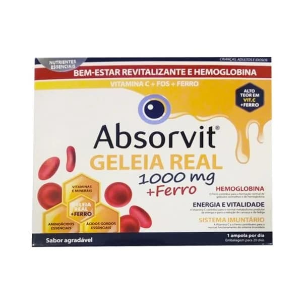 Absorvit Geleia Real + Ferro 20 Ampolas