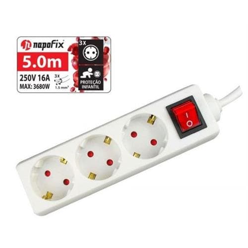 Napofix Tomada Extensão 3T INT 5M B 3680W 16A 250V