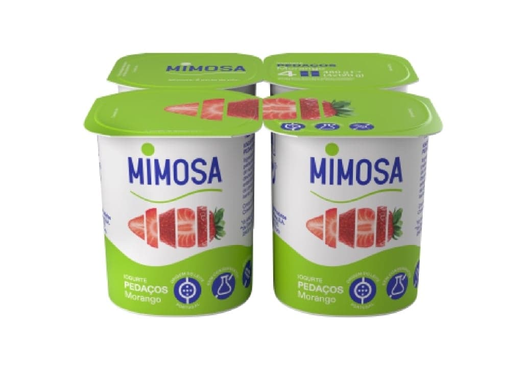 IOGURTE MIMOSA PEDAÇOS MORANGO 4X120G