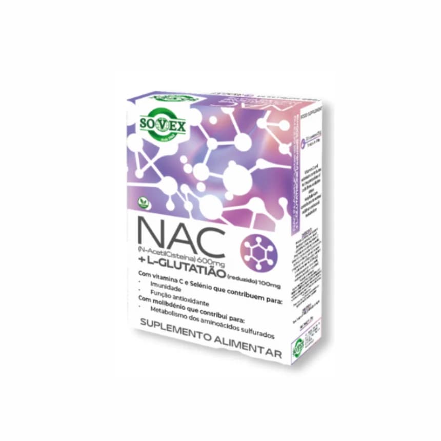 Sovex Nac 600mg + L-Glutamião Reduzido 100mg C 30 Cápsulas