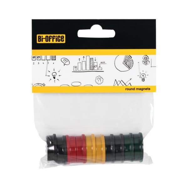 Bi-Office Ímanes Redondos de 25mm Cores sortidas Pack 10 Unidades