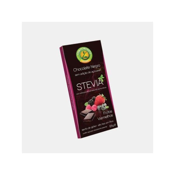 Cem Porcento Stevia Chocolate Negro c/ Frutos Vermelhos 125g