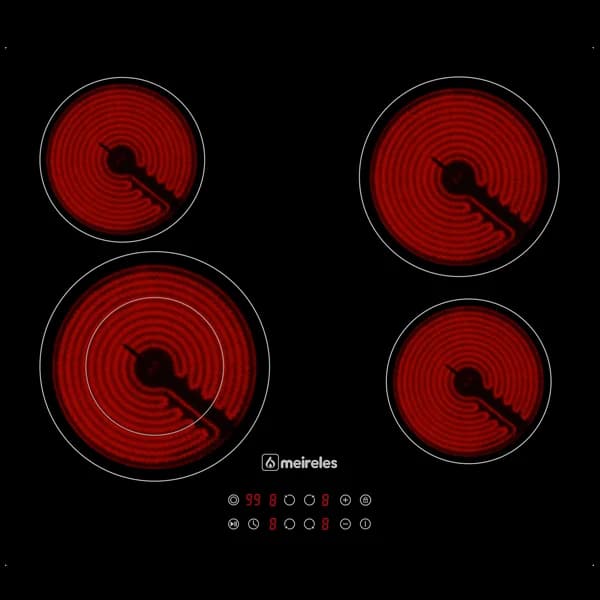 Placa Vitrocerâmica Meireles MV 1607 | Touch control, 4 zonas, 7000W