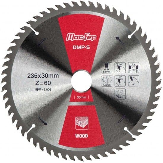 MACFER Disco Pastilhado P/ Madeira Dmp-s 235mm Z30 - 090.0015