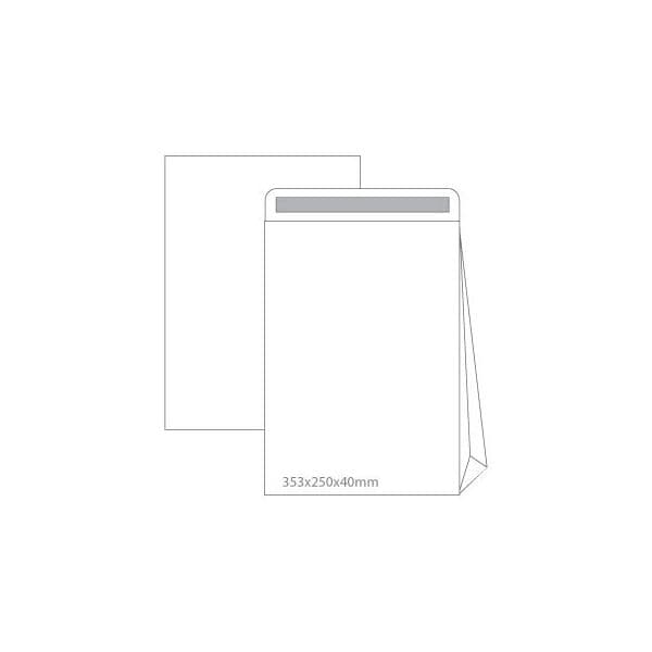 Envelopes Saco Branco 250x353mm 90g c/Fole 40mm 50 unidades